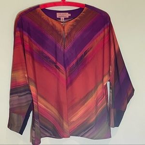 Ted Baker London Long-sleev silky colorful blouse size 2